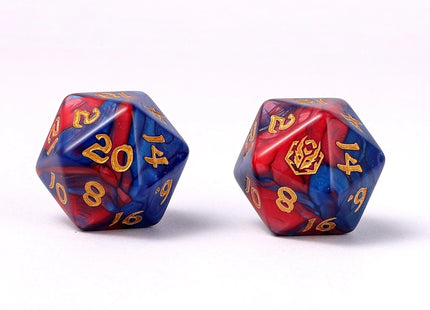Gamers Guild AZ HYMGHO Wyrmforged Rollers - Rounded Edge 8 Piece Polyhedral Dice set - Stormcaller HYMGHO