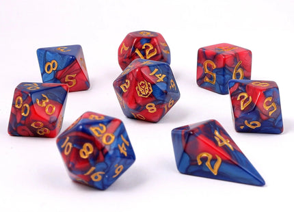 Gamers Guild AZ HYMGHO Wyrmforged Rollers - Rounded Edge 8 Piece Polyhedral Dice set - Stormcaller HYMGHO