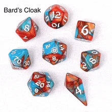 Gamers Guild AZ HYMGHO Wyrmforged Rollers - Rounded Edge 8 Piece Polyhedral Dice set - Stormcaller HYMGHO