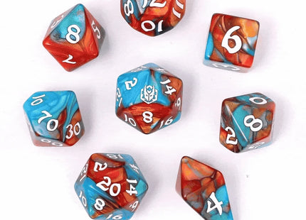 Gamers Guild AZ HYMGHO Wyrmforged Rollers - Rounded Edge 8 Piece Polyhedral Dice set - Wyvern Venom HYMGHO