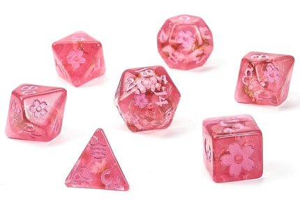 Gamers Guild AZ HYMGHO Wyrmforged Rollers Sakura Blossom RPG Dice Set - Pink Ink HYMGHO