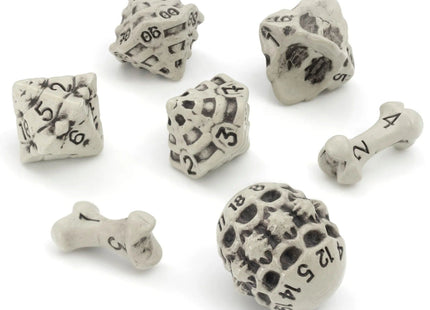 Gamers Guild AZ Lynx Accessories Lynx Accessories: Skull & Bone Full 7 Dice Set - Cleaned Bone White Quartermaster Direct