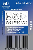 Gamers Guild AZ Make Them Last TMEUM 45x68 mm 50pcs Thick Matte Board Games & Card Sleeves Make Them Last