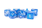 Gamers Guild AZ Metallic Dice Games 16mm Acrylic Polyhedral Dice Set: Stardust Blue w/ Silver Numbers Metallic Dice Games