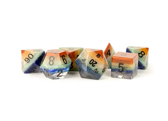 Gamers Guild AZ Metallic Dice Games 16mm Stone Poly Dice Set: 7 Layer Chakra Metallic Dice Games