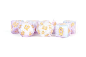 Gamers Guild AZ Metallic Dice Games 7-Die Set 16mm: Lavender with Gold Numbers Metallic Dice Games