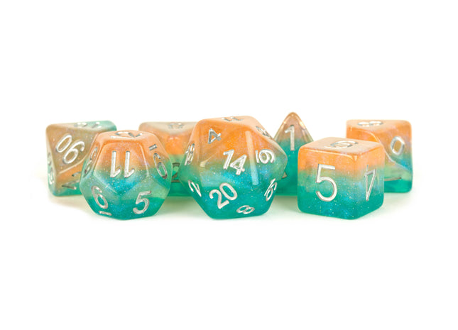 Gamers Guild AZ Metallic Dice Games 7-Die Set 16mm: Layered Stardust Sunset Metallic Dice Games
