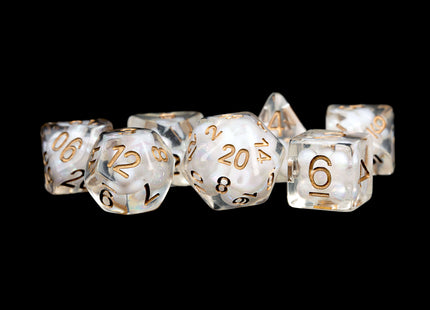 Gamers Guild AZ Metallic Dice Games 7-Die Set 16mm: Pearl - Copper Numbers Metallic Dice Games