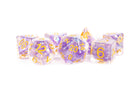 Gamers Guild AZ Metallic Dice Games 7-Die Set 16mm: Pearl - Purple with Gold Numbers Metallic Dice Games
