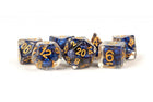 Gamers Guild AZ Metallic Dice Games 7-Die Set 16mm: Pearl - Royal Blue with Gold Numbers Metallic Dice Games