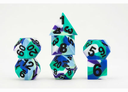 Gamers Guild AZ Metallic Dice Games 7-Die Set 16mm: Sharp Edge Silicone Dice - Gay Men Metallic Dice Games