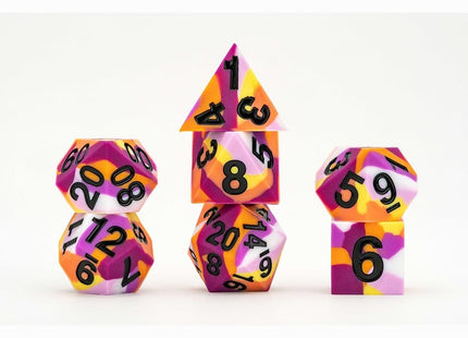 Gamers Guild AZ Metallic Dice Games 7-Die Set 16mm: Sharp Edge Silicone Dice - Lesbian Metallic Dice Games