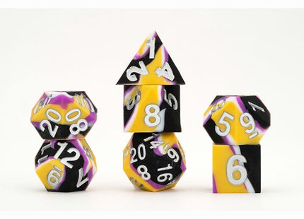 Gamers Guild AZ Metallic Dice Games 7-Die Set 16mm: Sharp Edge Silicone Dice - Nonbinary Metallic Dice Games
