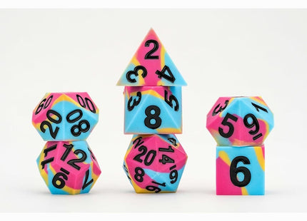Gamers Guild AZ Metallic Dice Games 7-Die Set 16mm: Sharp Edge Silicone Dice - Pansexual Metallic Dice Games