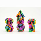 Gamers Guild AZ Metallic Dice Games 7-Die Set 16mm: Sharp Edge Silicone Dice - Rainbow Flag Metallic Dice Games