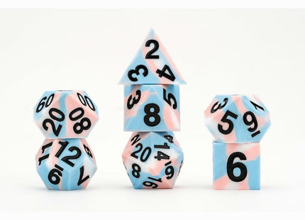 Gamers Guild AZ Metallic Dice Games 7-Die Set 16mm: Sharp Edge Silicone Dice - Transgender Metallic Dice Games