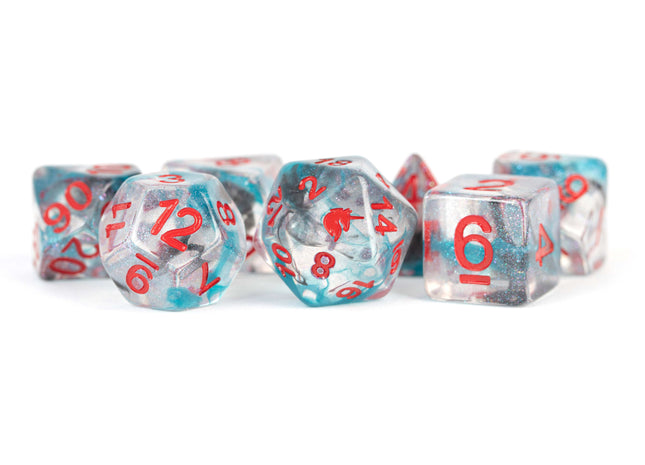 Gamers Guild AZ Metallic Dice Games 7-Die Set 16mm: Unicorn - Battle Wounds Metallic Dice Games
