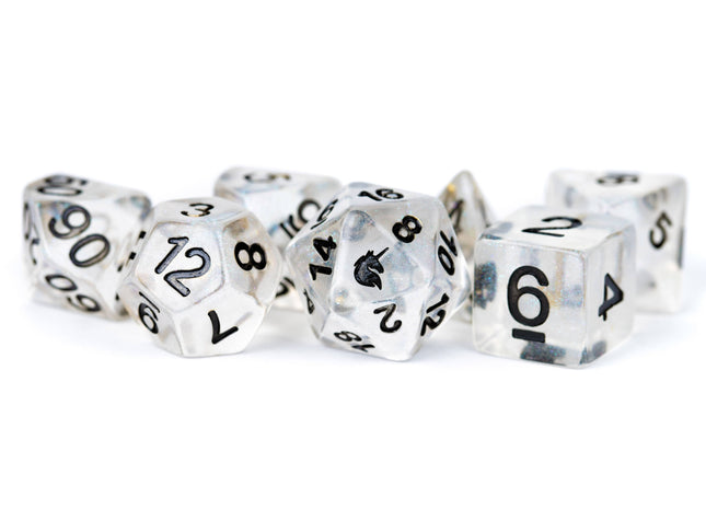 Gamers Guild AZ Metallic Dice Games 7-Die Set 16mm: Unicorn - Ice Metallic Dice Games