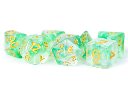 Gamers Guild AZ Metallic Dice Games 7-Die Set 16mm: Unicorn - Icy Everglades Metallic Dice Games
