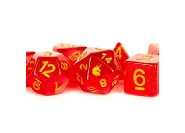 Gamers Guild AZ Metallic Dice Games 7-Die Set 16mm: Unicorn - Red Metallic Dice Games