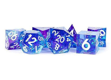 Gamers Guild AZ Metallic Dice Games 7-Die Set Handcrafted Sharp Edge: Oceanic Flare Metallic Dice Games