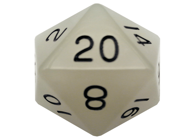 Gamers Guild AZ Metallic Dice Games Glow in the Dark Clear 35mm Mega Acrylic d20 Dice Metallic Dice Games