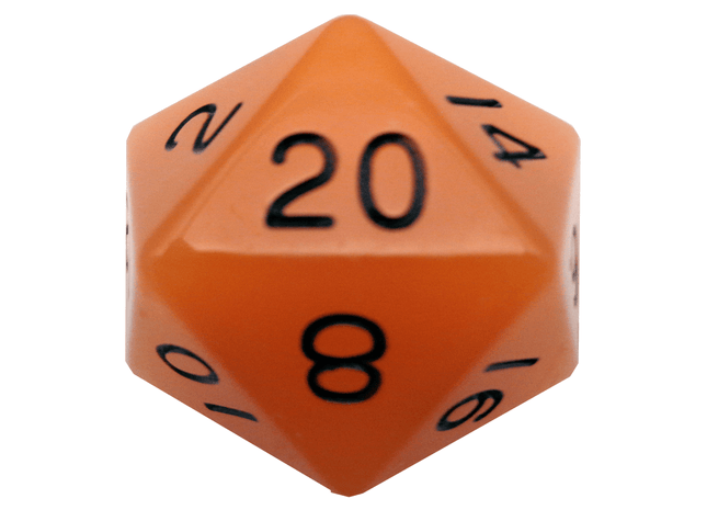 Gamers Guild AZ Metallic Dice Games Glow in the Dark Orange 35mm Mega Acrylic d20 Dice Metallic Dice Games