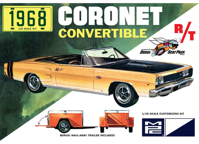 Gamers Guild AZ Model Kit MPC 1968 Dodge Coronet Convertible with Haul-away Trailer Model Kit HobbyTyme
