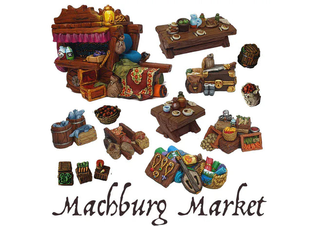 Gamers Guild AZ Moonstone Moonstone: Machburg Market Scatter Terrain Goblin King Games