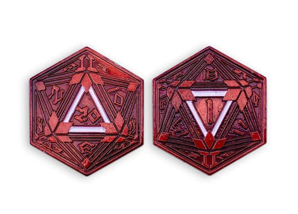 Gamers Guild AZ Norse Foundry Metal RPG Crit/Fail Coin - Red Plated 25mm Norse Foundry