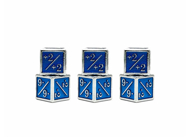 Gamers Guild AZ Norse Foundry Norse Foundry: 1/+1 & -1/-1 D6 Blue Pack of 6 CCG Metal Dice Norse Foundry