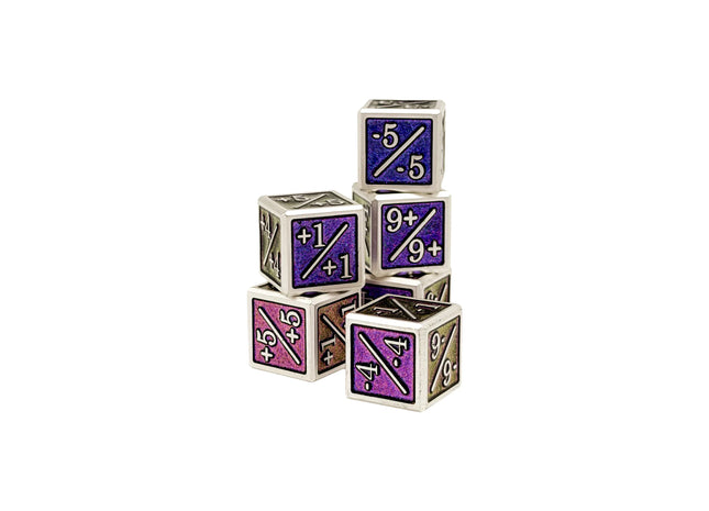 Gamers Guild AZ Norse Foundry Norse Foundry: +1/+1 & -1/-1 D6: Desolate City - Pack of 6 Metal Dice Norse Foundry