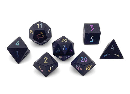 Gamers Guild AZ Norse Foundry Norse Foundry - Black Obsidian - Raised Holographic 7 Piece Rpg Set Gemstone Dice Norse Foundry