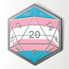 Gamers Guild AZ Norse Foundry Norse Foundry: D20 Dice Die - Hard Enamel Adventure Dice Pin Metal (Transgender Flag) Norse Foundry