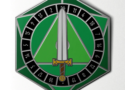 Gamers Guild AZ Norse Foundry Norse Foundry: D20 Sword Spinner Pin - Green Norse Foundry
