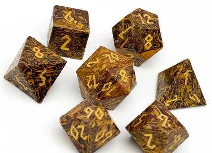 Gamers Guild AZ Norse Foundry Norse Foundry: Gemstone Dice - Golden Silk Jade (7pc Set) Norse Foundry