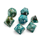 Gamers Guild AZ Norse Foundry Turquoise Blue Coral Fossil - 7 Piece RPG Set Gemstone Dice Norse Foundry