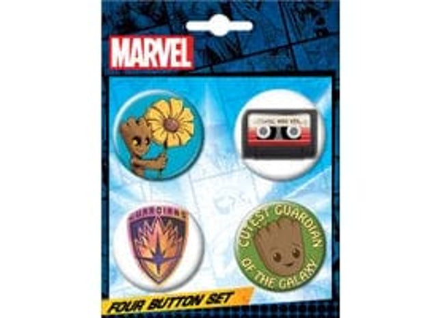 Gamers Guild AZ Novelties 4 Button Set: Marvel Groot Ata-Boy Inc