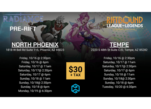 Gamers Guild AZ NPHX - 10/17 @ 6 PM - Riftbound Radiance Pre-Rift Event Gamers Guild AZ