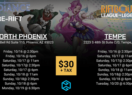 Gamers Guild AZ NPHX - 10/18 @ 11 AM - Riftbound Radiance Pre-Rift Event Gamers Guild AZ