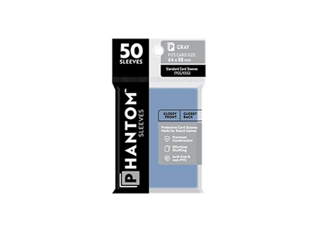 Gamers Guild AZ Phantom Sleeves Phantom Sleeves: Grey Size - 50ct Sleeves (Glossy/Glossy) Capstone Games