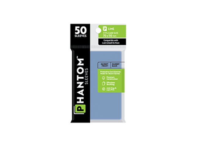 Gamers Guild AZ Phantom Sleeves Phantom Sleeves: Lime Size - 50ct Sleeves (Glossy/Glossy) Capstone Games