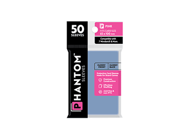 Gamers Guild AZ Phantom Sleeves Phantom Sleeves: Pink Size - 50ct Sleeves (Glossy/Glossy) Capstone Games