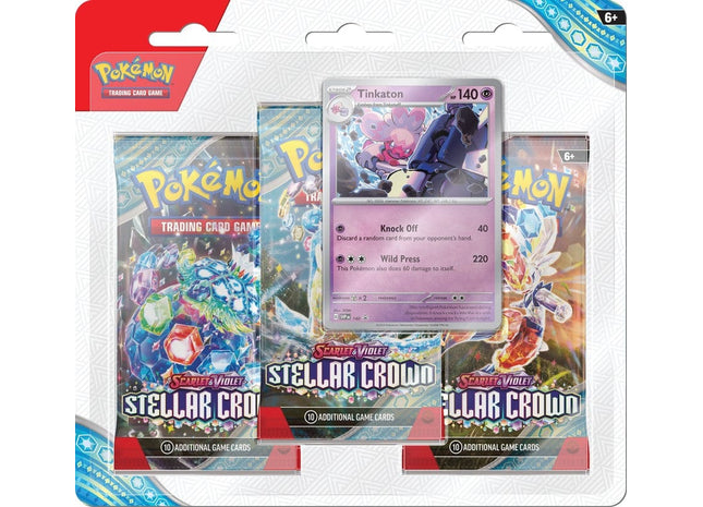 Gamers Guild AZ Pokemon Pokemon TCG: Scarlet and Violet Stellar Crown Three-Booster Blister - Tinkaton Pokemon