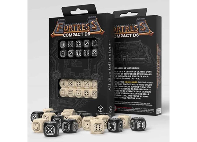 Gamers Guild AZ Q-Workshop Crosshairs Compact D6 Dice: Black And Beige (Pre-Order) GTS