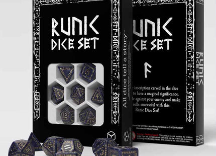 Gamers Guild AZ Q-Workshop Runic Dice Set: Mixed-Blue & Gold (Pre-Order) GTS
