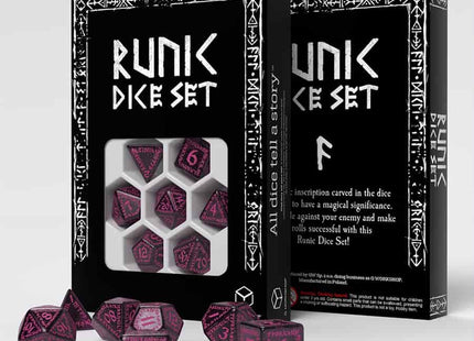Gamers Guild AZ Q-Workshop Runic Dice Set: Shimmering Black & Magenta (Pre-Order) GTS