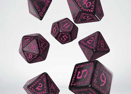 Gamers Guild AZ Q-Workshop Runic Dice Set: Shimmering Black & Magenta (Pre-Order) GTS