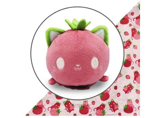 Gamers Guild AZ TeeTurtle Plushie Tote Bag: Pink Strawberry Cats Tote Bag + Pink Strawberry Cat Plushie AGD