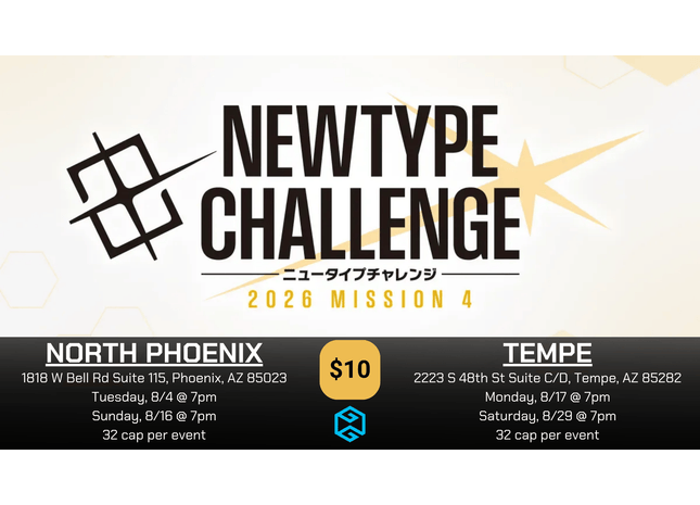 Gamers Guild AZ Tempe - 8/29 @ 7pm - Gundam Card Game Newtype Challenge 2026 Mission 4 Gamers Guild AZ